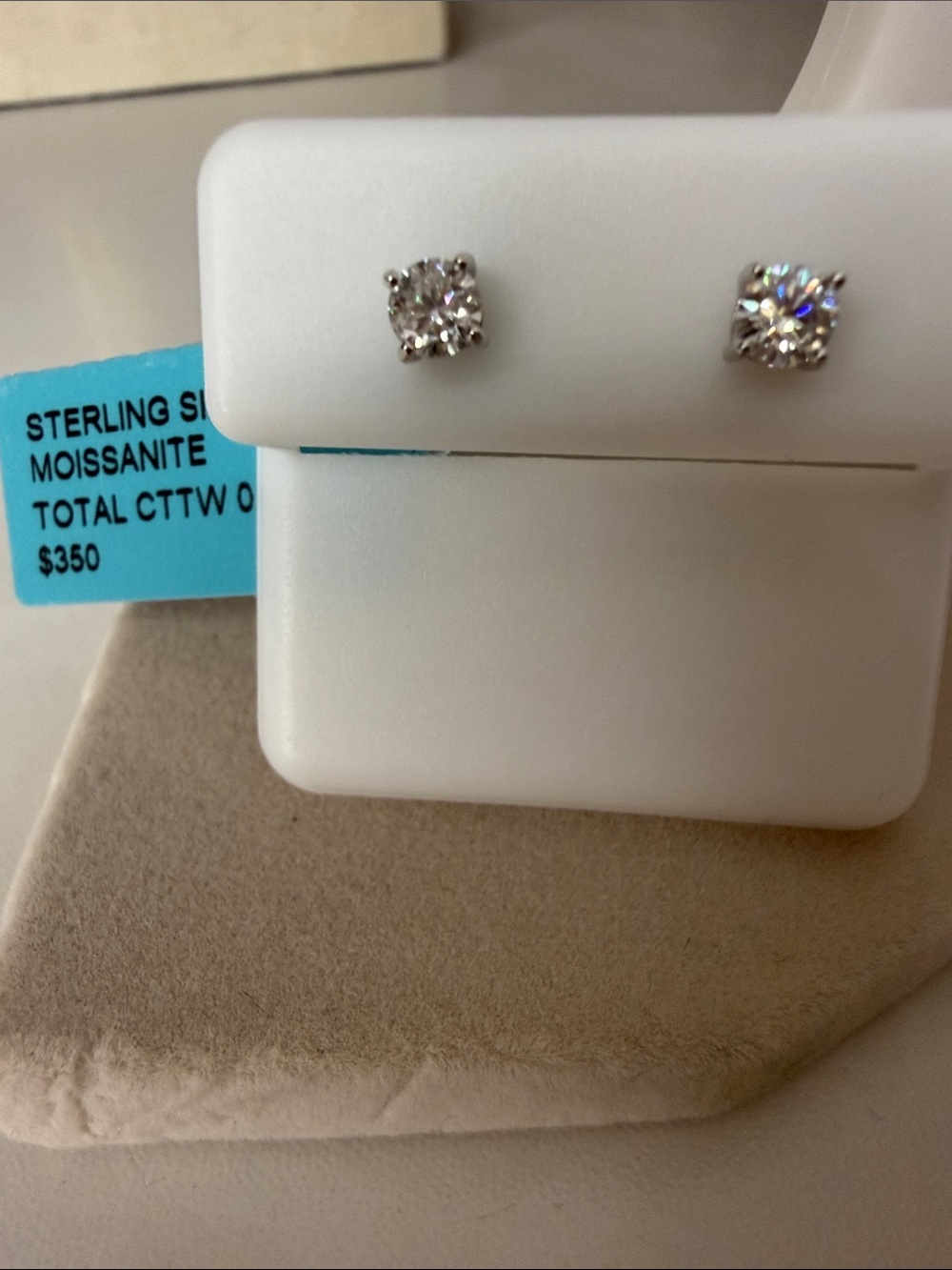 .44 CTTW Sterling Silver Moissanite Stud Earrings MSRP $350